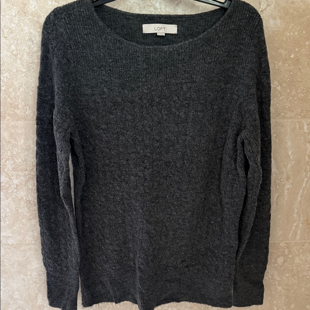 LOFT Dark Gray Scoop Neck Sweater
